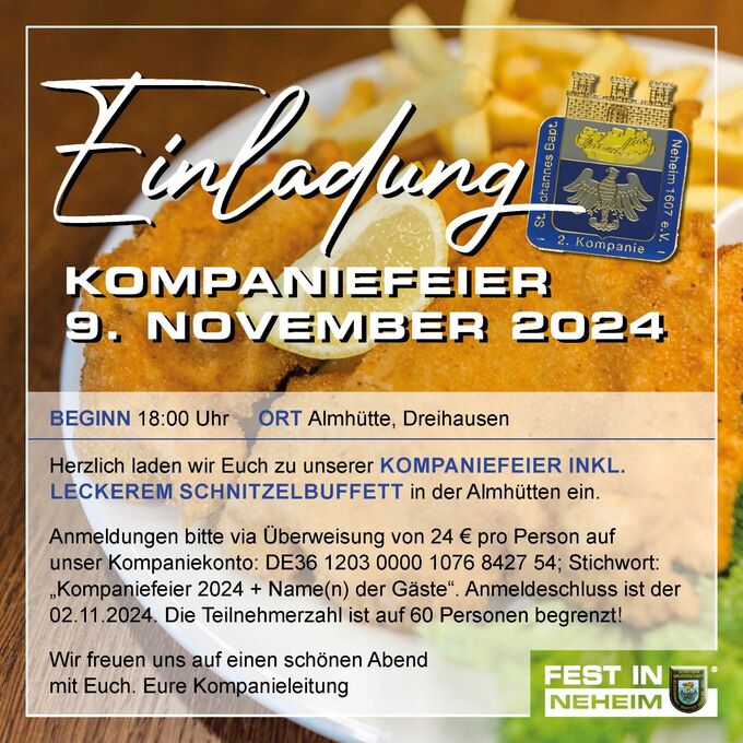 Einladung – Versammlung 2.Kompanie